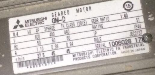 mitsubishi日本三菱减速电机GM-D 0.4KW-1...