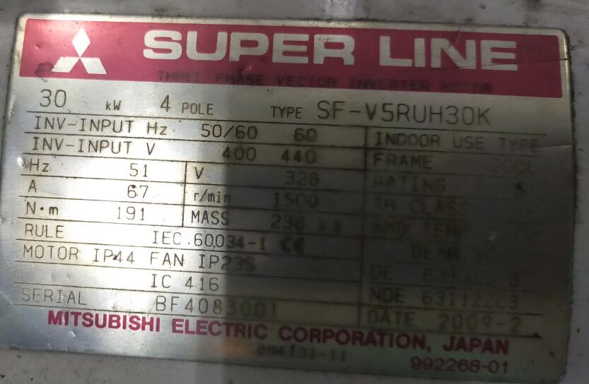 三菱高性能变频调速电机型号SF-V5RUH30K