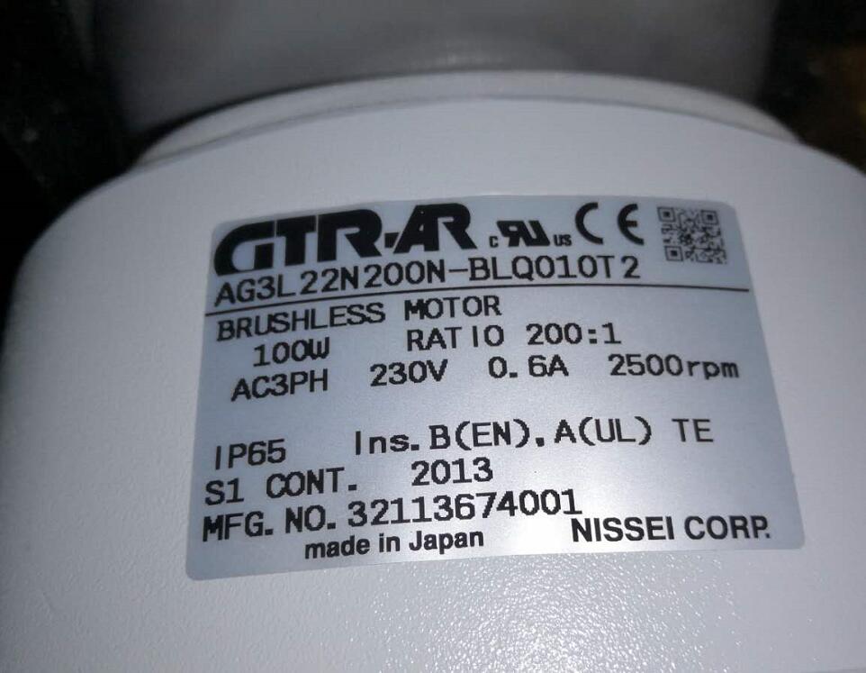 日精无刷齿轮减速电机型号AG3L22N200N-BLQ010...