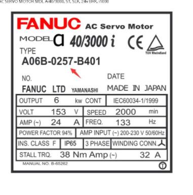 日本进口FANUC发那科伺服电机型号A06B-0257-B4...